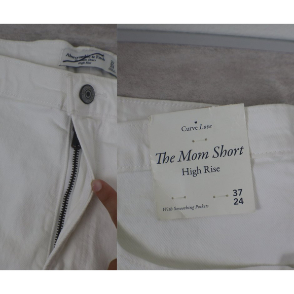 Abercrombie & Fitch Women Size 24 White Curve Love High Rise Mom Denim Shorts - Picture 4 of 6